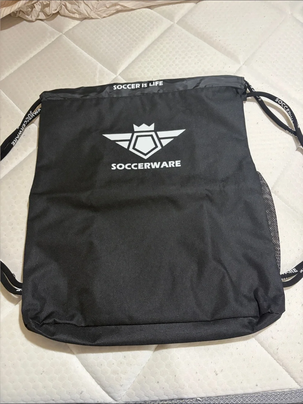 Soccerware Black Drawstring Backpack -
